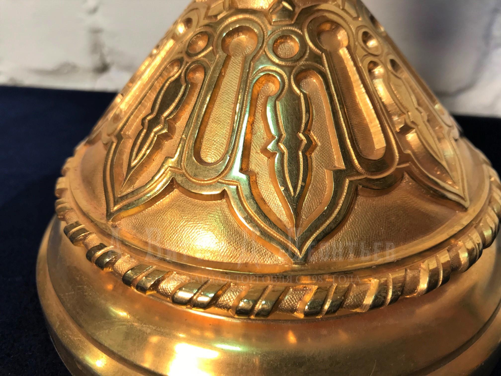 Лампа керосиновая в русском стиле бронза золоченая Мастерская А.Соколова